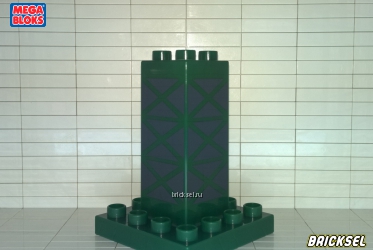 Мега Блокс Стойка, колонна с каркасным рисунком и пластиной основание 4х4 темно, Оригинал MEGA BLOKS