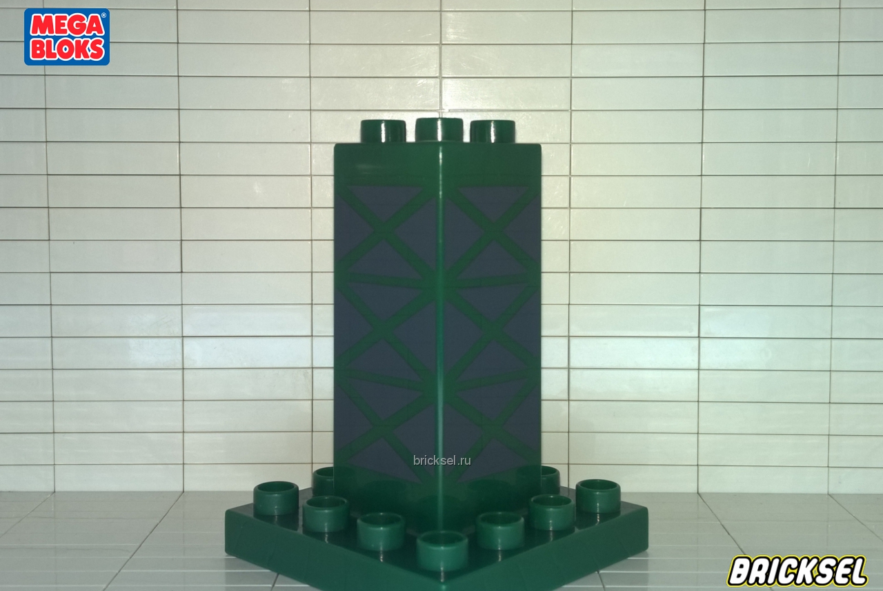 Мега Блокс Стойка, колонна с каркасным рисунком и пластиной основание 4х4 темно, Оригинал MEGA BLOKS