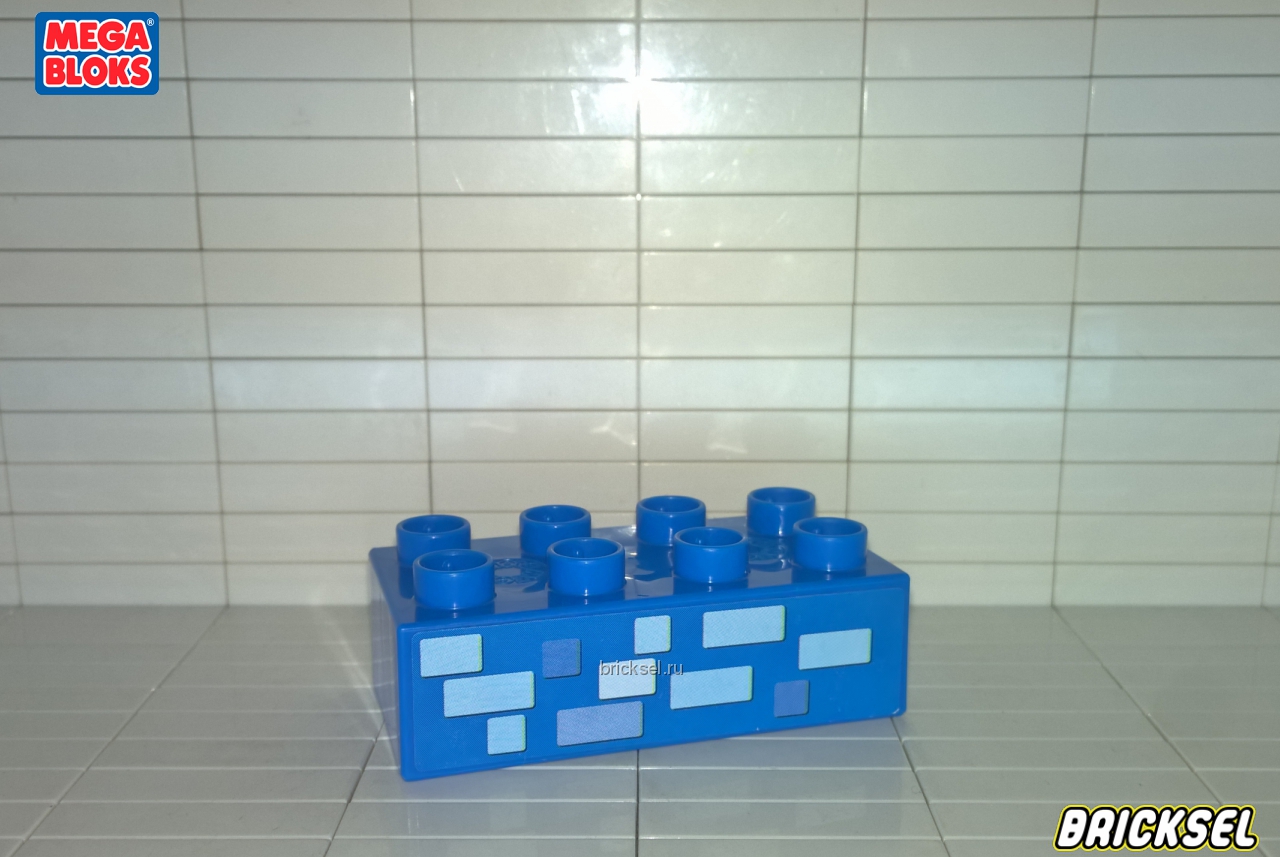 Мега Блокс Кубик не равномерная кирпичная кладка 2х4 синий, Оригинал MEGA BLOKS