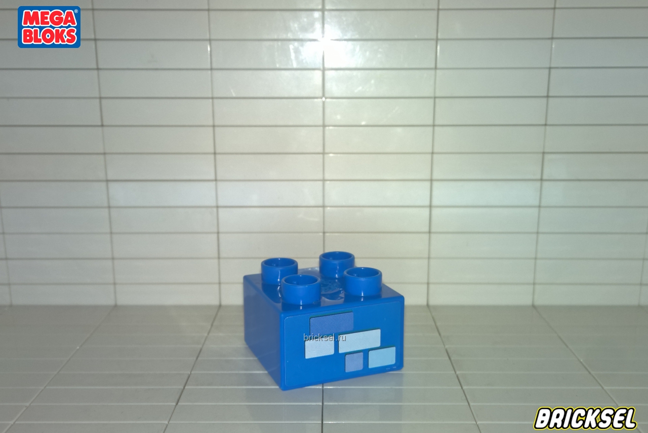 Мега Блокс Кубик не равномерная кирпичная кладка 2х2 синий, Оригинал MEGA BLOKS