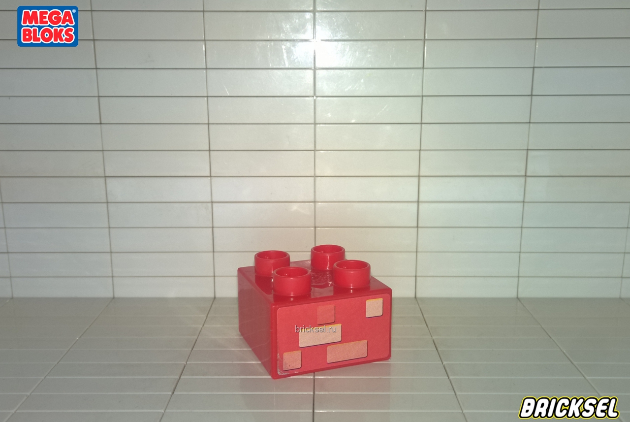 Мега Блокс Кубик не равномерная кирпичная кладка 2х2 красный, Оригинал MEGA BLOKS
