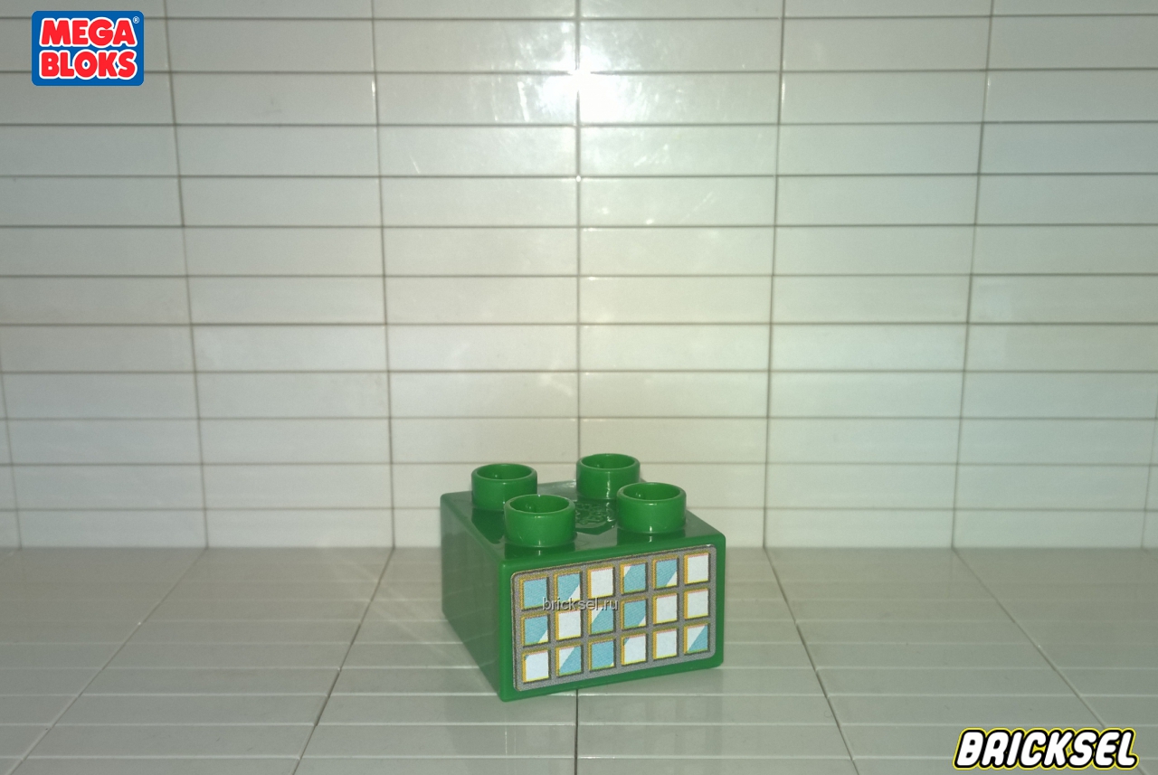 Мега Блокс Кубик окно с решеткой 2х2 зеленый, Оригинал MEGA BLOKS