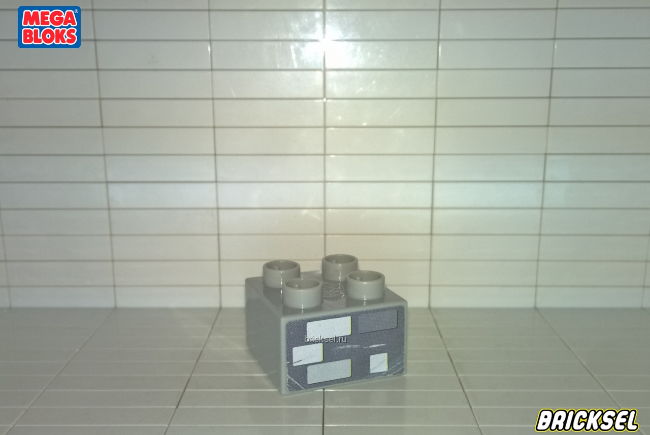 Мега Блокс Кубик не равномерная кирпичная кладка 2х2 серый, Оригинал MEGA BLOKS