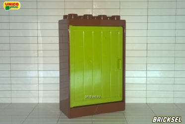 Дверь с салатовой створкой темно-коричневая