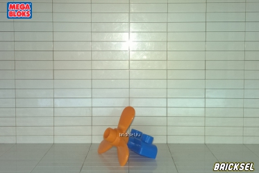 Мега Блокс Пропеллер с синей пластинкой 1х2 оранжевый, Оригинал MEGA BLOKS
