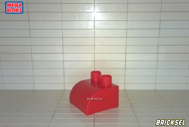 Кубик-скос 2х2 в 1х2 скругленный с длинными штырьками красный
