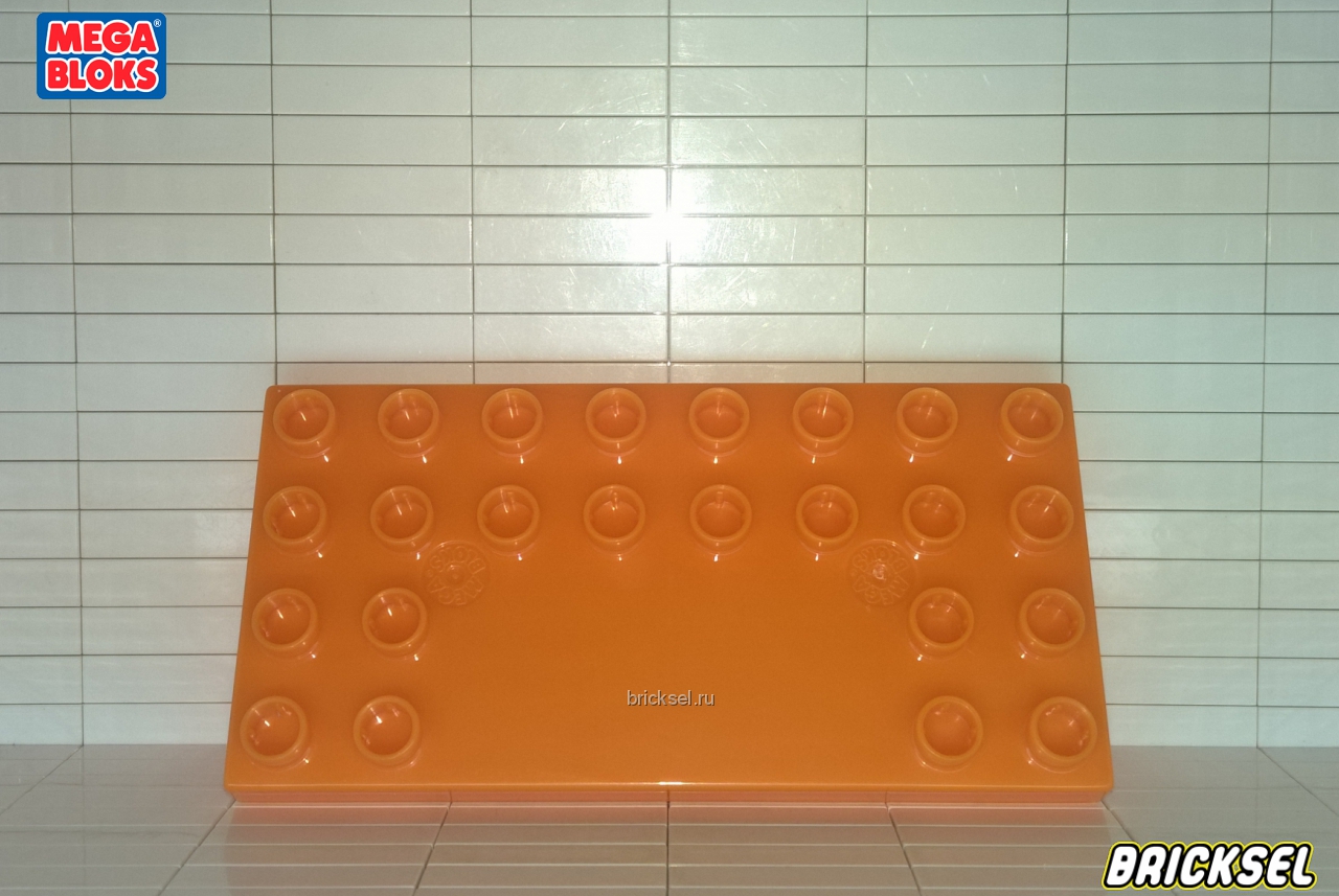 Мега Блокс Пластина 4х8 с гладким центром оранжевая, Оригинал MEGA BLOKS, не частая