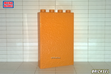Мега Блокс Стена 1х4 с рельефом темно-оранжевая, Оригинал MEGA BLOKS, раритет