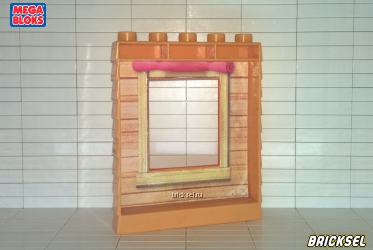 Мега Блокс Стена домика Даши 1х4 с сайдингом с окном с обоями занавески, Оригинал MEGA BLOKS, раритет