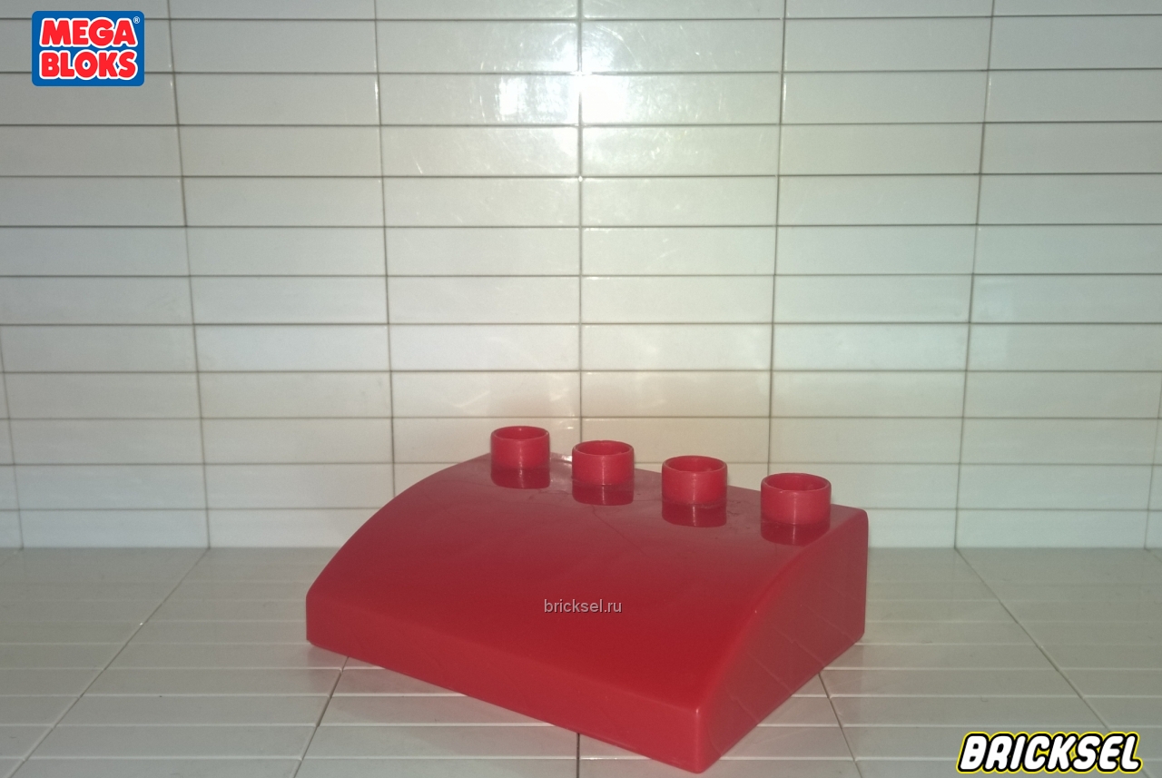 Мега Блокс Кубик скос навес-козырек 3х4 выпуклый красный, Оригинал MEGA BLOKS, редкий