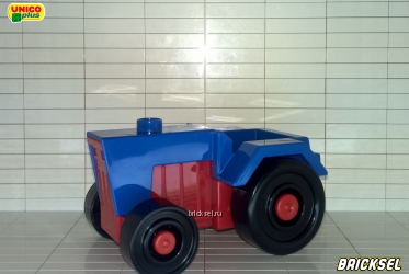 Трактор сине-красный с черными колесами