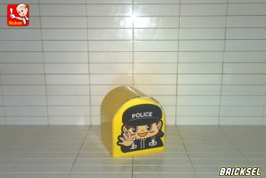 Кубик верхушка 2х2 желтый, с наклейкой полицейский