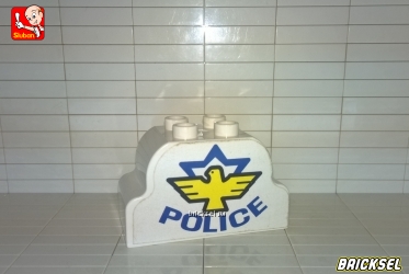 Кубик 2х4 фигурный с наклейкой POLICE белый