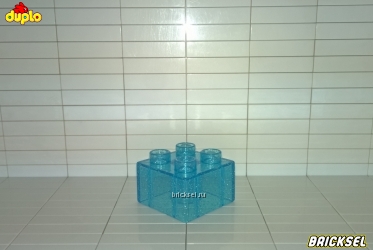 Кубик LEGO DUPLO 2х2 прозрачный с блестками голубой