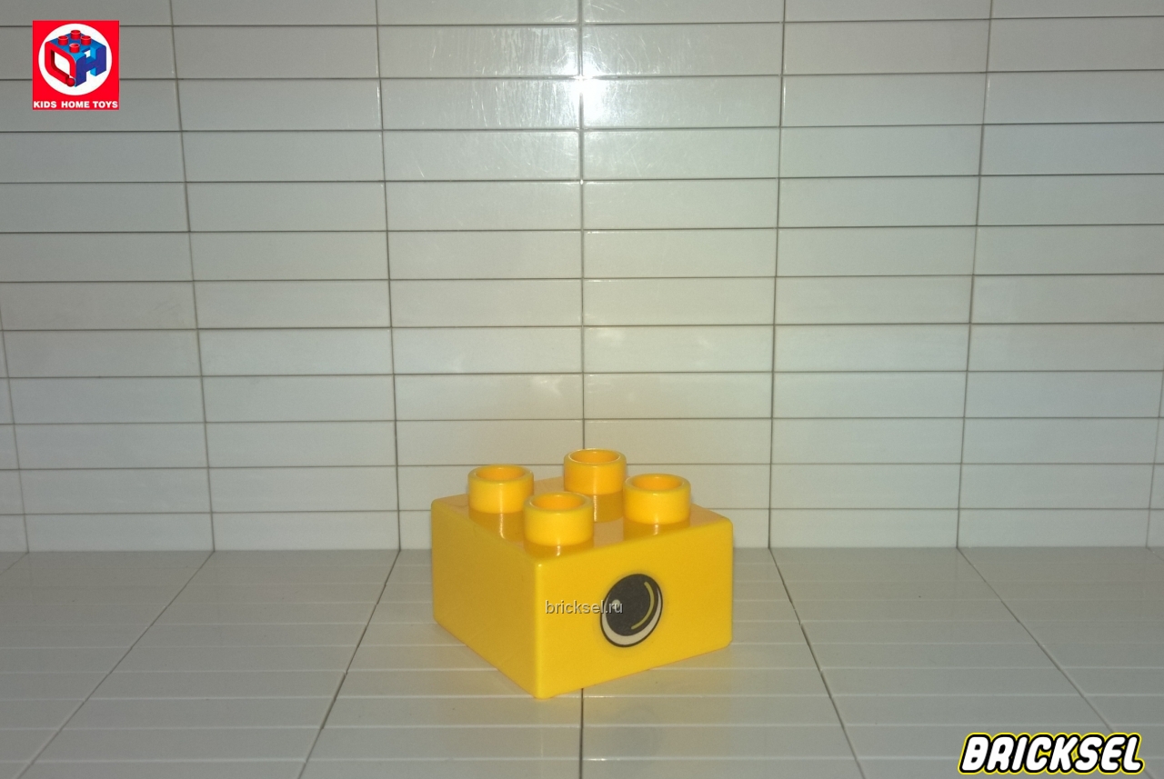 Кидс Хоум Тойс Дупло Кубик-глазик 2х2 с желтой окантовкой желтый, Аналог KHT (Kids Home Toys)