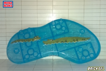 Пластина фигурная озеро прозрачное голубое с крокодилами