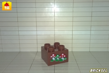 Кубик Мухоморы 2х2 темно-коричневый