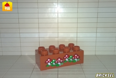 Кубик Мухоморы 2х4 коричневый