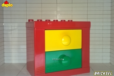 Тумба с желтым и зеленым ящиками красная