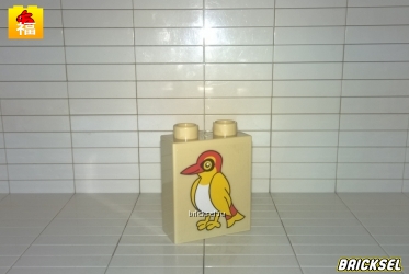 Кубик 1х2х2 бежевый птица с оранжевой головой желтая