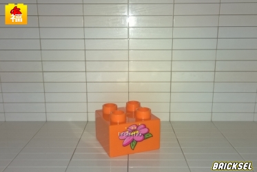 Кубик 2х2 "цветок сиреневый" оранжевый
