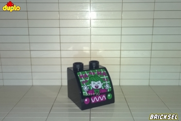 Кубик скос выпуклый LEGO DUPLO 2х2 монитор с Джокером черный