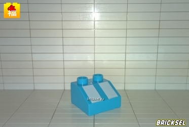 Кубик скос 2х2 в 1х2 с белыми полосками голубой