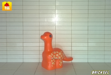 Детеныш бронтозавра в бежевое пятнышко оранжевый