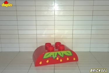 Кубик скос LEGO DUPLO закруглённый с двух сторон 2х4 красный верхушка клубники