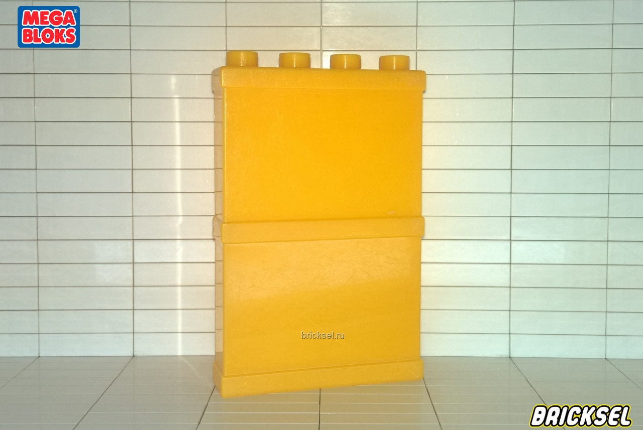 Мега Блокс Стена гладкая с бортиком 1х4 желтая, Оригинал MEGA BLOKS