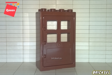 Дверь со створкой 2х4 темно-коричневая