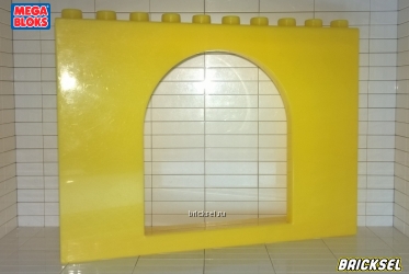Мега Блокс Стена 1х10 с аркой желтая, Оригинал MEGA BLOKS, не частая