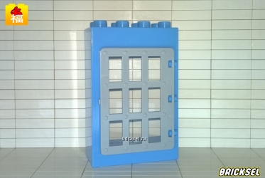 Дверь 2х4 светло-синяя с светло-серой решеткой