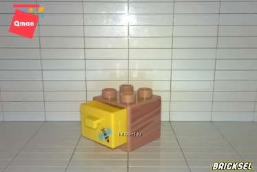 Тумбочка 2х2 с желтым ящиком с пчелой светло-коричневая