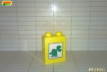 Кубик "Рисунок Динозавра" 1х2х2 желтый