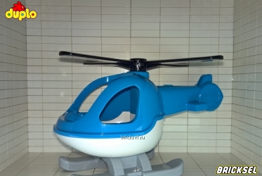 Вертолет голубой с белым фюзеляжем
