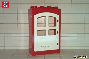 Дверь с белой створкой красная