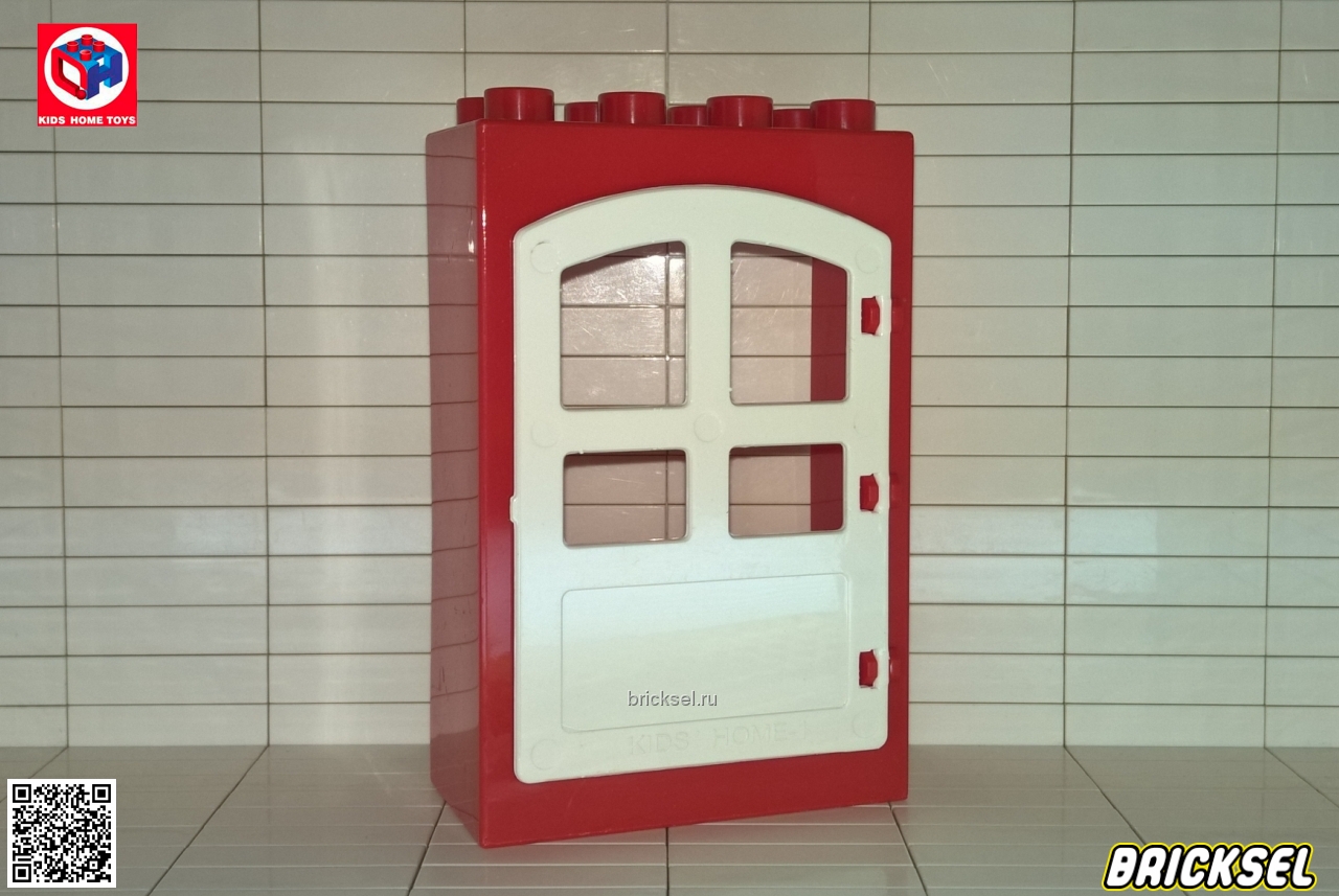 Кидс Хоум Тойс Дупло Дверь с белой створкой красная, Аналог KHT (Kids Home Toys)