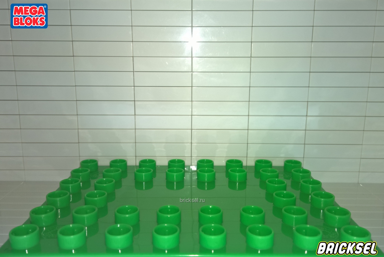 Мега Блокс Пластина 6х8 с гладким центром (крепится и на мелкое лего) зеленая, Оригинал MEGA BLOKS, очень редкая
