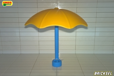 Зонт желтый на голубой подставке